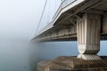 Elisabeth Bridge on foggy morning in Budapest