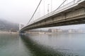 Elisabeth Bridge on foggy morning in Budapest