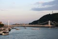 Elisabeth bridge and Gellert hill Budapest sunset Royalty Free Stock Photo