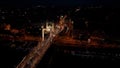 Aerial night view of Budapest Elisabeth Bridge, Hungary Royalty Free Stock Photo