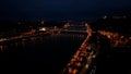 Aerial night view of Budapest Elisabeth Bridge, Hungary Royalty Free Stock Photo