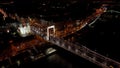 Aerial night view of Budapest Elisabeth Bridge, Hungary Royalty Free Stock Photo