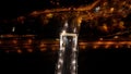 Aerial night view of Budapest Elisabeth Bridge, Hungary Royalty Free Stock Photo