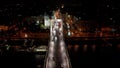 Aerial night view of Budapest Elisabeth Bridge, Hungary Royalty Free Stock Photo