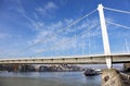 Elisabeth bridge over Danube river in Budapest on a foggy day Royalty Free Stock Photo