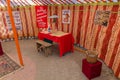 ELISTA, RUSSIA - JUNE 27, 2018: Interior of a school yurt in the Ethnical village museum of Kalmyk culture Bumbin Orn in