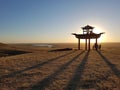 Buddhist pagoda at sunset