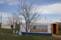 Elista, Russia: Museum of nomadic peoples. Two Mongolian yurts