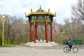 ELISTA, RUSSIA. A rotunda arbor `A lunar calendar` in the Friendship park. Kalmykia