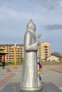 ELISTA, RUSSIA. Sculpture of the White Starz with a staff on the territory of the Buddhist complex `Golden Monastery of Buddha Sh Royalty Free Stock Photo