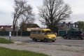Elista, Russia: 04.19.2019. Yellow minibus taxi on a street