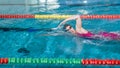 Elite female swimmer during a front crawl swimming training Royalty Free Stock Photo