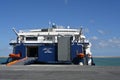 Elite Jet is a high-speed passenger and car ferry catamaran operated by Seajets company moored in Heraklion. Royalty Free Stock Photo