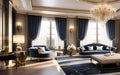 Elite Retreat: Opulent High-End Room Interior in a Luxurious Classy Setting