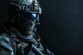 Elite special forces operator in full tactical gear with night vision goggles Royalty Free Stock Photo