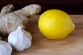 Elixir of health from lemon, garlic and ginger. Weightloss remedy. Means for cleaning vessels and the normalization of pressure Royalty Free Stock Photo