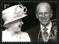 Elizabeth II and Prince Phillip UK Postage Stamp Royalty Free Stock Photo