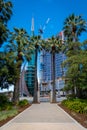 Elizabeth Quay seen from Stirling Gardens with view towards The Bell Tower Perth, Western Australia Royalty Free Stock Photo