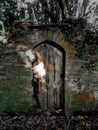 Elizabethern Door 100s of years old on a old disused sunken Lane in Devon uk Royalty Free Stock Photo