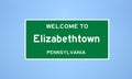 Elizabethtown, Pennsylvania city limit sign. Town sign from the USA Royalty Free Stock Photo