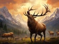 Ai Generated illustration Wildlife Concept of Elk Calling Royalty Free Stock Photo