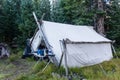 Elk Camp Canvas Tent in Colorado Wilderness Royalty Free Stock Photo