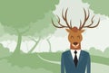 Elk Cartoon Businessman Suit Deer Head Profile