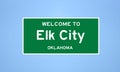 Elk City, Oklahoma city limit sign. Town sign from the USA.