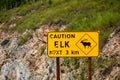 Elk Crossing the road caution sign Royalty Free Stock Photo