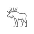Elk, deer line icon.