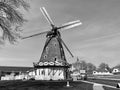 Elk Horn, Iowa, USA - 4.2021 - Danish windmill at an interstate rest stop. Royalty Free Stock Photo