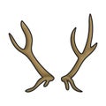 Elk horn vector icon.Color vector icon isolated on white background elk horn Royalty Free Stock Photo