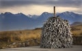 Elk Horns Pile National Bison Range Charlo Montana Royalty Free Stock Photo