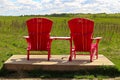 Elk Island National Park, Alberta, Canada - June 24, 2017 - A set of chairs located on the Bison Loop Road as part of the `Parks