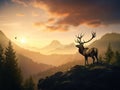 Elk Lookout Silhouette Royalty Free Stock Photo