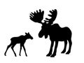 Elk moose mammal black silhouette animal Royalty Free Stock Photo