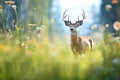 elk partially hidden by tall meadow wildflowers