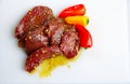 Elk steaks with peppers Royalty Free Stock Photo
