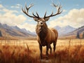 Elk wapiti bull antlers Royalty Free Stock Photo