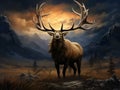 Elk wapiti bull antlers Royalty Free Stock Photo