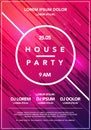 Vector Illustration Minimal house party poster. Futuristic flyer design. Dynamic background with line shapes in motion template Royalty Free Stock Photo