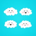 Vector Illustration Cute Kawaii Couple Smiling Cloud