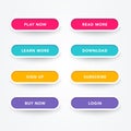 Set of modern buttons with different colors. Vectot web element.