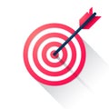 Vector Illustration Target With An Arrow Flat Icon Concept. Market Goal, Bullseye Sign Isolated On Background Royalty Free Stock Photo