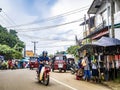 ELLA, SRI LANKA - 9 NOVEMBER, 2019: Central street of Ella town on the island of Sri Lanka