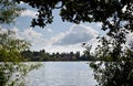 Ellesmere town and church framed by trees