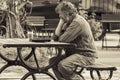 An unkempt man in deep thoughts Royalty Free Stock Photo