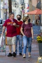 A caucasian family with masks during COVID-19 pademic Royalty Free Stock Photo