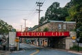 Ellicott City sign on train bridge, in Ellicott City, Maryland Royalty Free Stock Photo