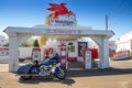 Crossett`s Red Horse Diner Mobilgas Station Road Side Attraction on a sunny spring day